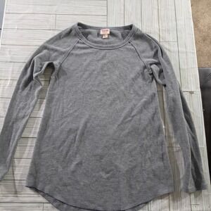 Mossimo Supply Co Mens Gray Long Sleeve Thermal Waffle Knit Raglan Shirt Size M